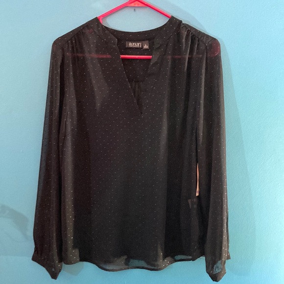 a.n.a. black sheer top. - Picture 1 of 7
